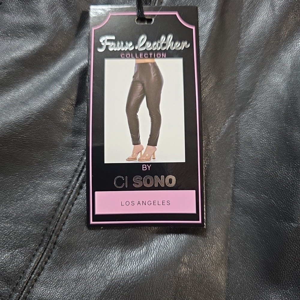 CI SONO Women's Faux Leather Pants Black Size Medium New With Tags PUP22 - Picture 6 of 7